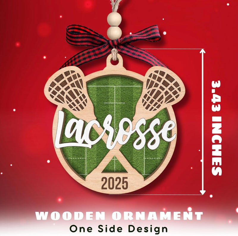 SUCHAGIFT Lacrosse Christmas Ornament - Lacrosse Ornaments for Christmas Tree, Sports Ornaments - Boys Girls Sports Gifts for Lovers - Wood Ornament 2025 - Image 2
